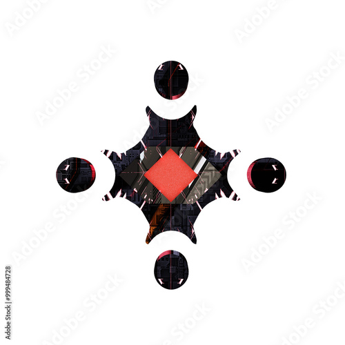 3d red futuristic hard surface cropcircle photo