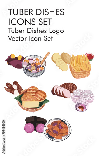 Tuber dishes logo vector icon set 