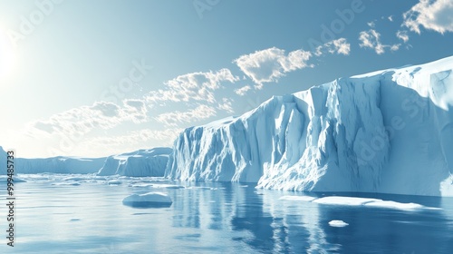 Frozen Landscape: Glacial Cliffs and Serene Waters