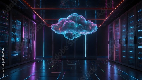 Futuristische Datenzentren: Cloud-Computing in Neonlicht
