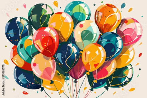 Colorful Celebration: Vibrant Balloons and Confetti Festivities