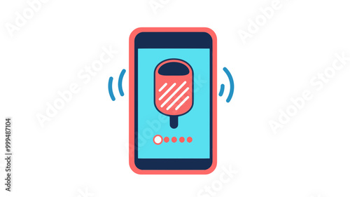 Smartphone Speaker Icon, Flat Design, Music Playing Notification, Modern Mobile Interface Symbol, Vibrating Phone Illustration, Audio Sound Signal Vector for UI UX