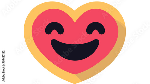 Smiling Heart Eyes Emoticon Flat Design | Vector Love Emoji Icon | Happy Face With Heart Eyes | Cute and Romantic Cartoon Emoji