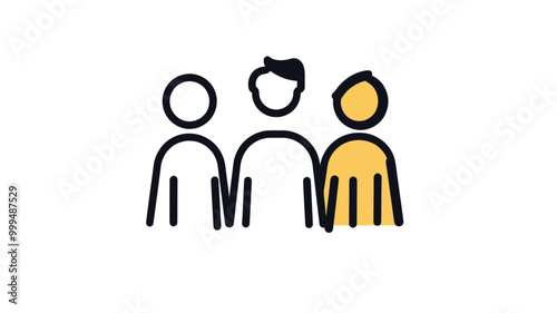 Trendy Thin Line Icon of Diverse Teamwork: Modern Outline Style Illustration Representing Team Collaboration, Group Unity, and Business Partnership