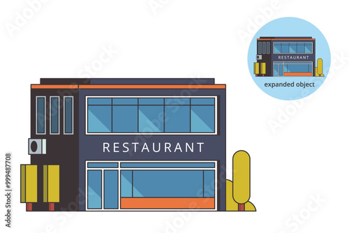 Vector illustration of Restaurant Building with Editable Outline