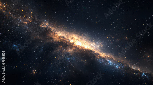 stunning cosmic vista of Milky Way, showcasing distant galaxy filled with vibrant stars and swirling cosmic dust. beauty of universe is truly captivating