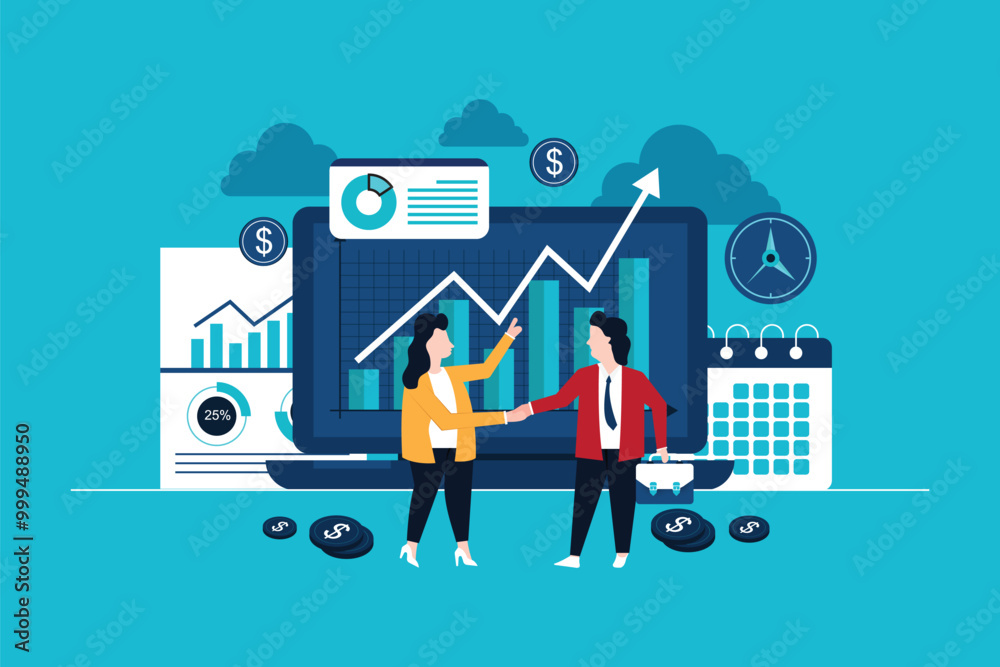 A manager reporting marketing the show graph on laptop display. Reporting concept A manager reporting marketing the show graph on laptop display. Reporting concept