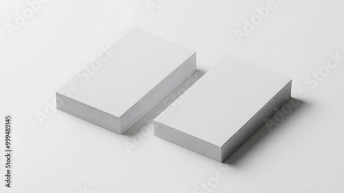 Two white US business card Mockup on white background 3D rendering. 