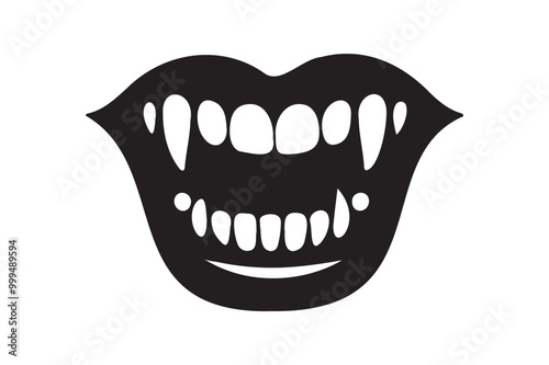 Halloween black Vampire Fangs Silhouette vector clipart illustration photo