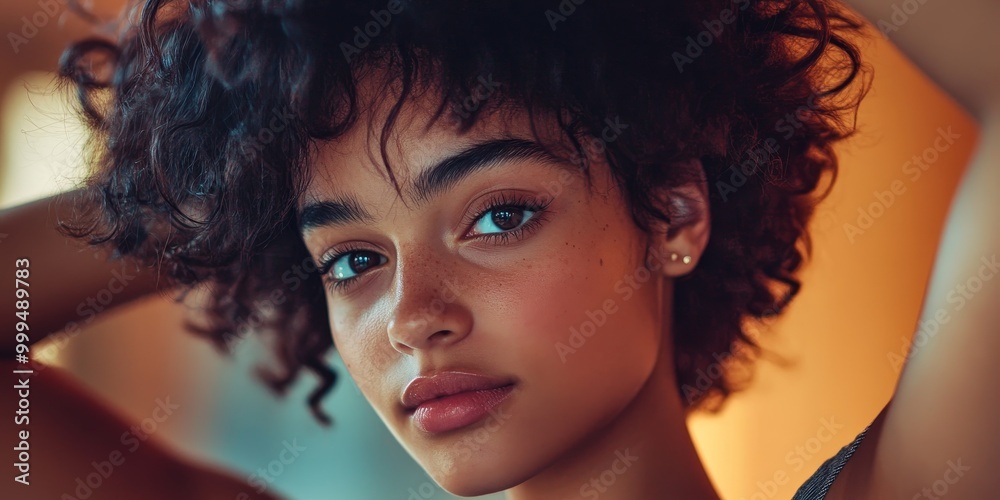 custom made wallpaper toronto digitalA close-up captures a teen styling their hair, focusing on texture and accessories, while soft lighting and a casual setting highlight self-expression in teen fashion