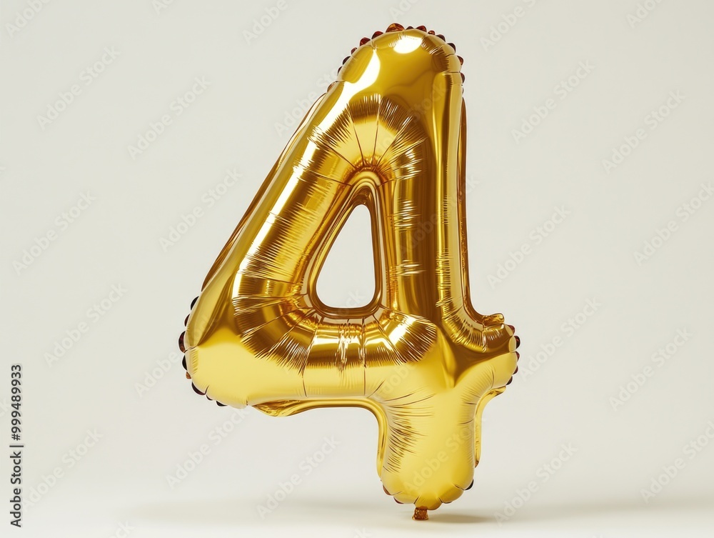 Fototapeta premium Gold balloon numbered 4