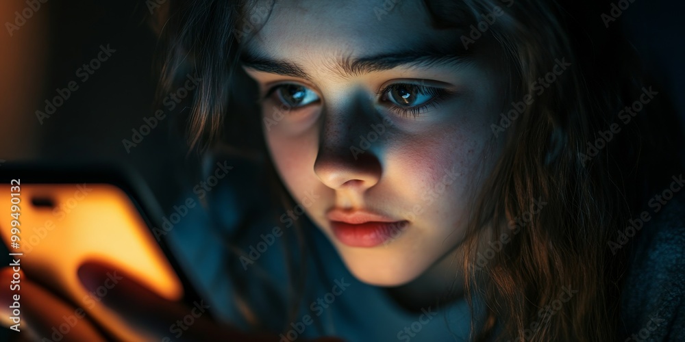 A close-up of a teen posting on social media shows their smartphone and thoughtful expression, while soft lighting reflects connections made through social media