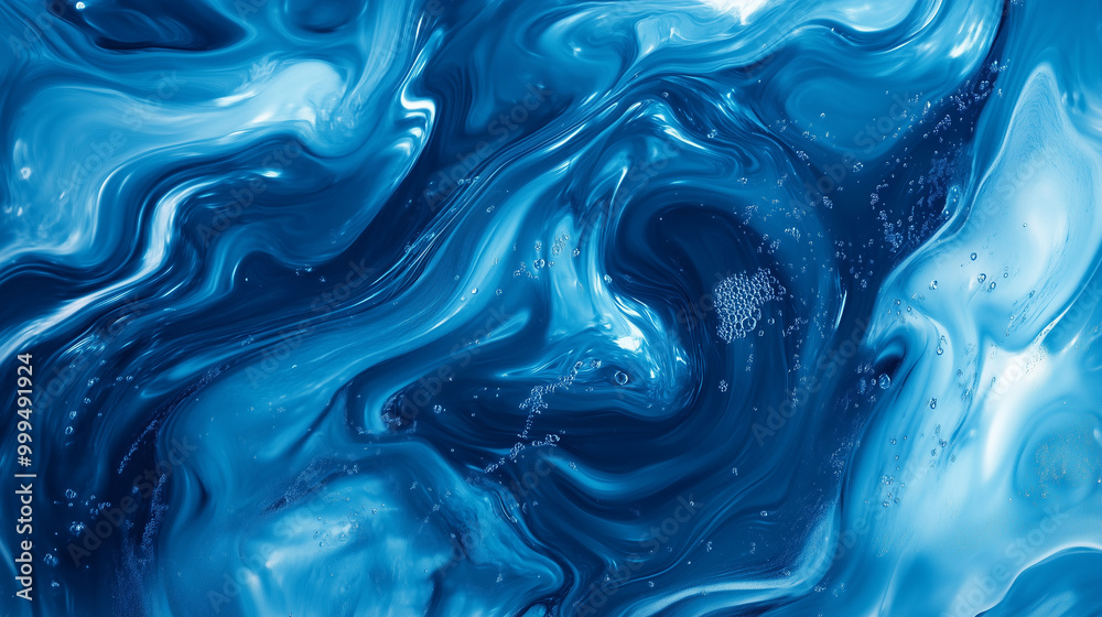 Fototapeta premium Tło w stylu abstrakcyjnym, które ukazuje błękitne fale wody. Odbicia światła i różnorodność odcieni niebieskiego nadają całości dynamizmu, tworząc wrażenie spokoju i świeżości.