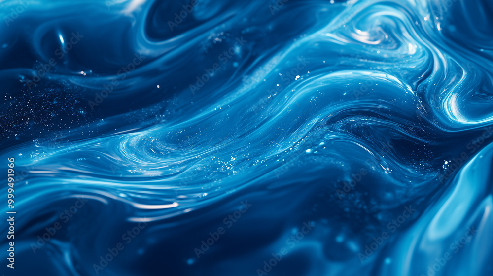 Fototapeta premium Tło w stylu abstrakcyjnym, które ukazuje błękitne fale wody. Odbicia światła i różnorodność odcieni niebieskiego nadają całości dynamizmu, tworząc wrażenie spokoju i świeżości.