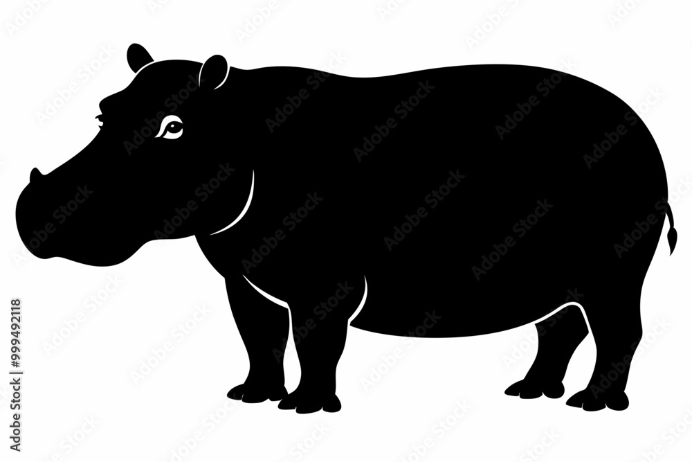 Fototapeta premiumHippopotamus silhouette, Hippo icon vector, Hippopotamus roaring. vector illustration 