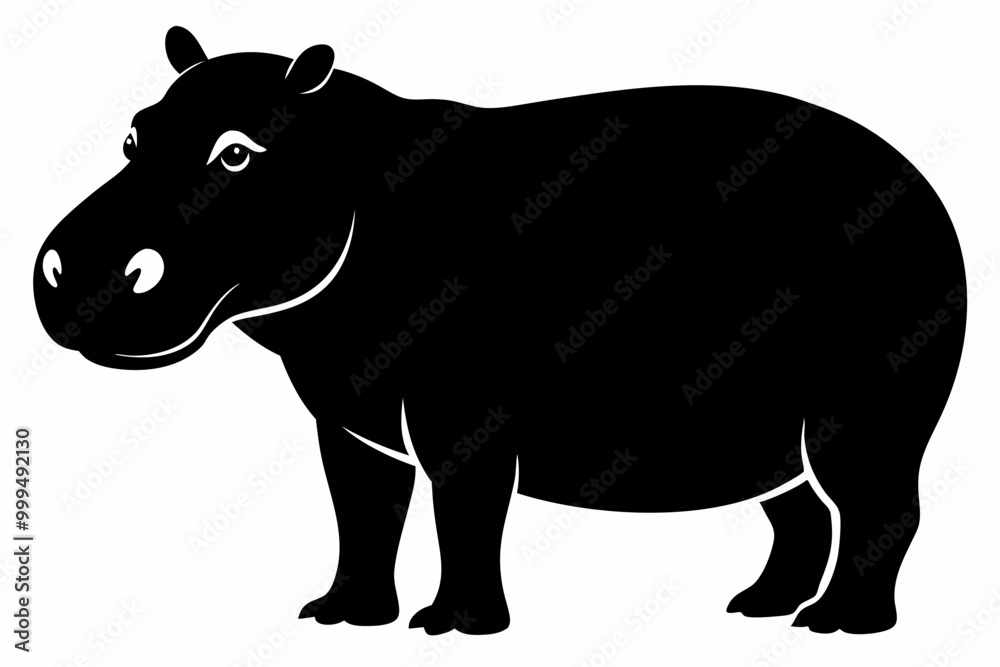 Fototapeta premiumHippopotamus silhouette, Hippo icon vector, Hippopotamus roaring. vector illustration 
