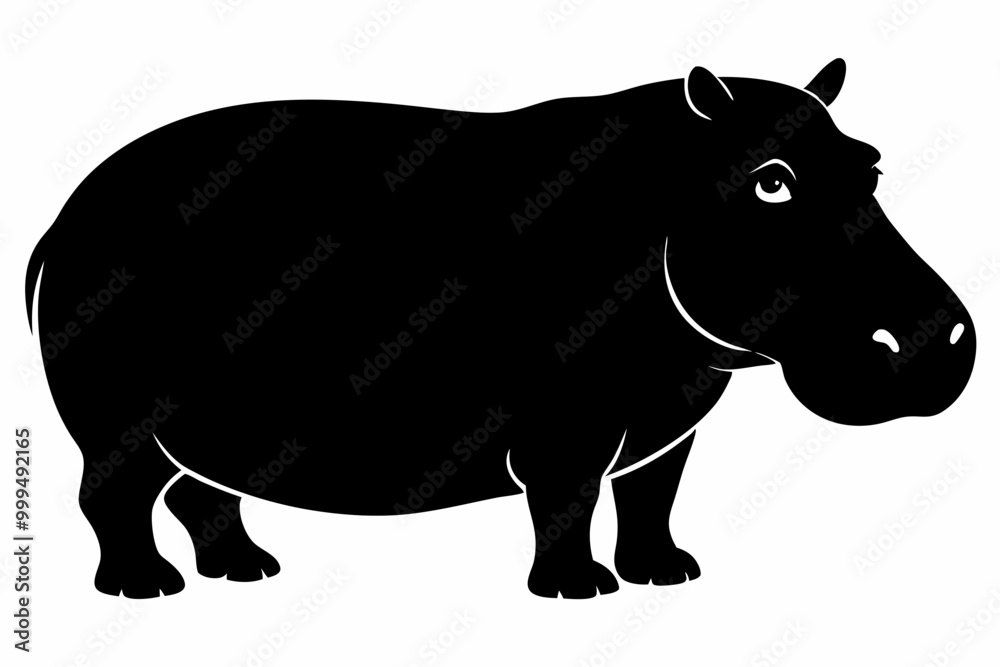 Obraz premiumHippopotamus silhouette, Hippo icon vector, Hippopotamus roaring. vector illustration 