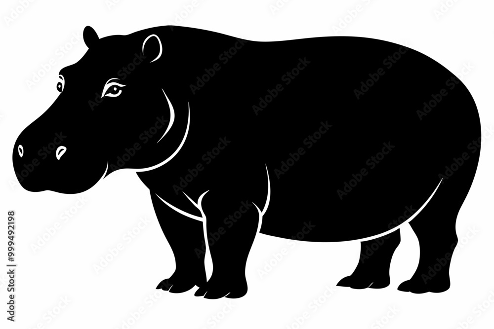 Fototapeta premiumHippopotamus silhouette, Hippo icon vector, Hippopotamus roaring. vector illustration 
