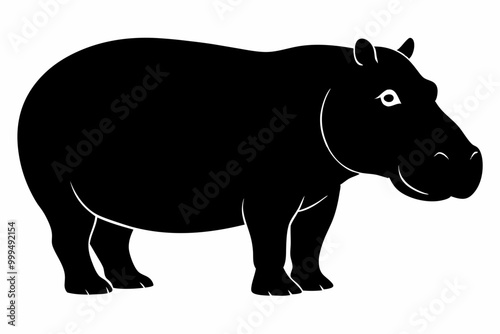 Hippopotamus silhouette, Hippo icon vector, Hippopotamus roaring. vector illustration 