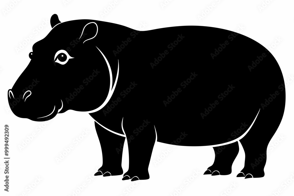 Obraz premiumHippopotamus silhouette, Hippo icon vector, Hippopotamus roaring. vector illustration 