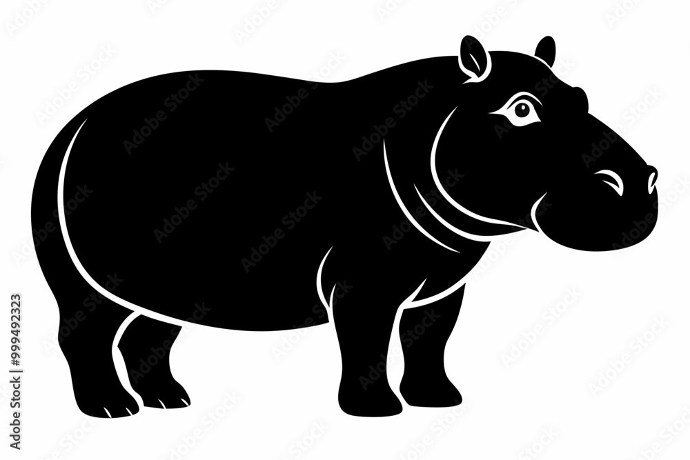 Obraz premiumHippopotamus silhouette, Hippo icon vector, Hippopotamus roaring. vector illustration 