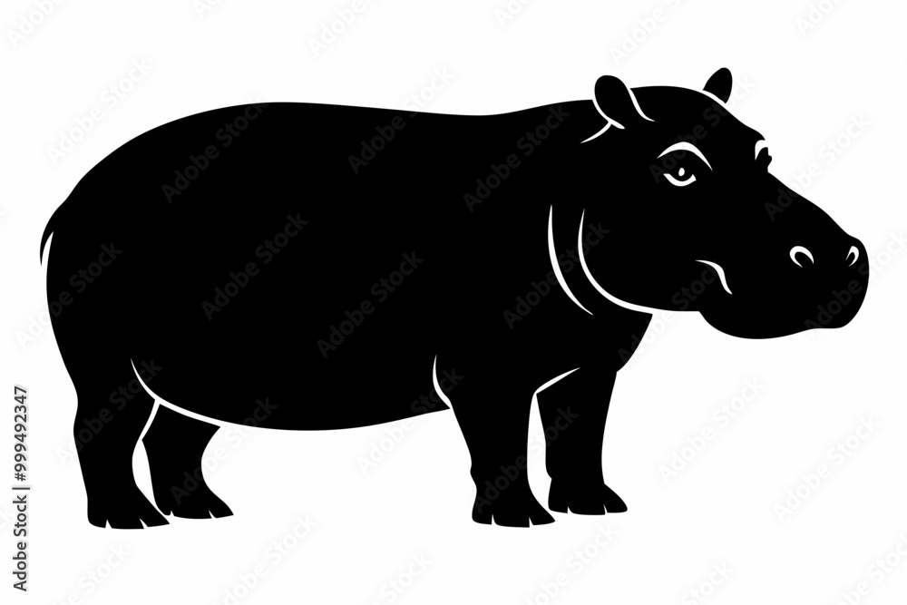 Obraz premiumHippopotamus silhouette, Hippo icon vector, Hippopotamus roaring. vector illustration