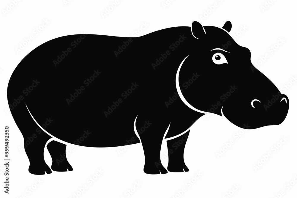 Obraz premiumHippopotamus silhouette, Hippo icon vector, Hippopotamus roaring. vector illustration