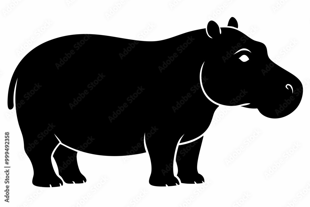 Obraz premiumHippopotamus silhouette, Hippo icon vector, Hippopotamus roaring. vector illustration 