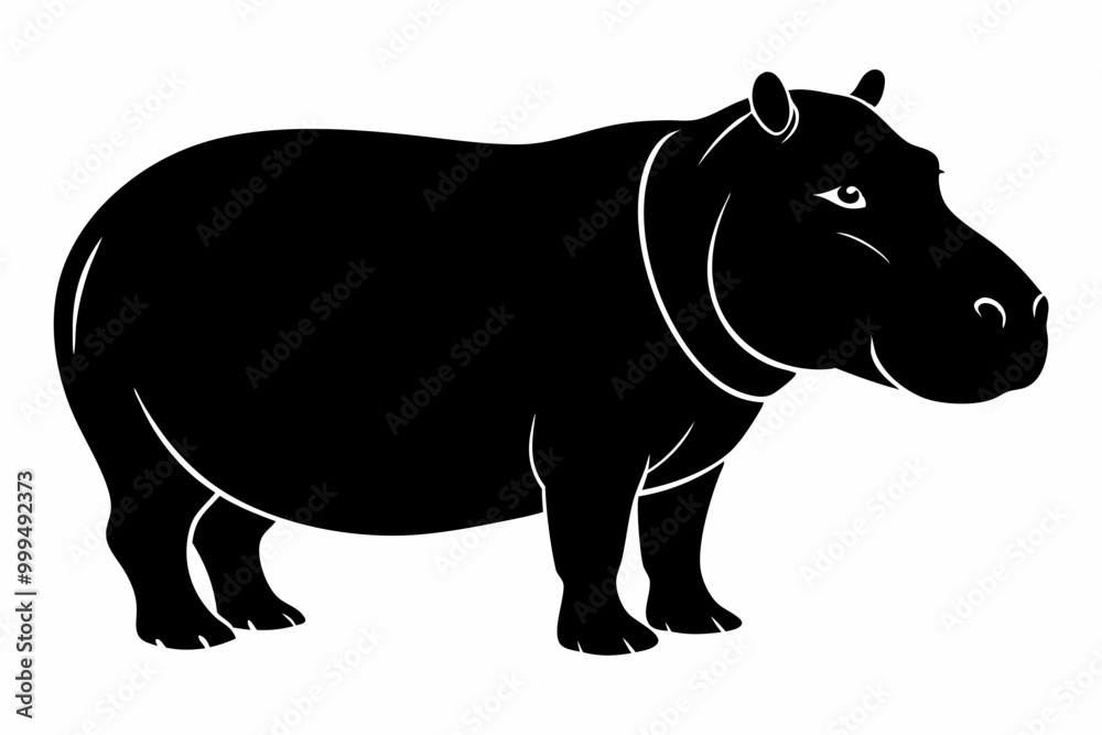 Obraz premiumHippopotamus silhouette, Hippo icon vector, Hippopotamus roaring. vector illustration 