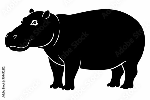 Hippopotamus silhouette, Hippo icon vector, Hippopotamus roaring. vector illustration 