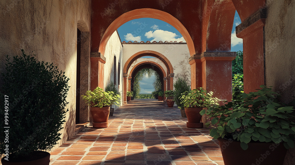 Fototapeta premium Spanish Colonial Architecture: A Serene Oasis