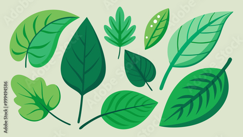 Green leaves collection