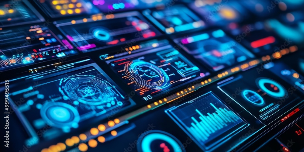 Focused image of a network security dashboard monitoring multiple IoT devices, ensuring secure connections and maintaining data integrity. Focused image of a network security dashboard monitoring multiple IoT devices, ensuring secure connections and maintaining data integrity.