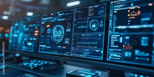 Focused image of a network security dashboard monitoring multiple IoT devices, ensuring secure connections and maintaining data integrity.