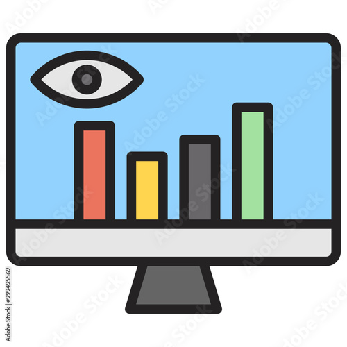 Monitoring icon with line color style