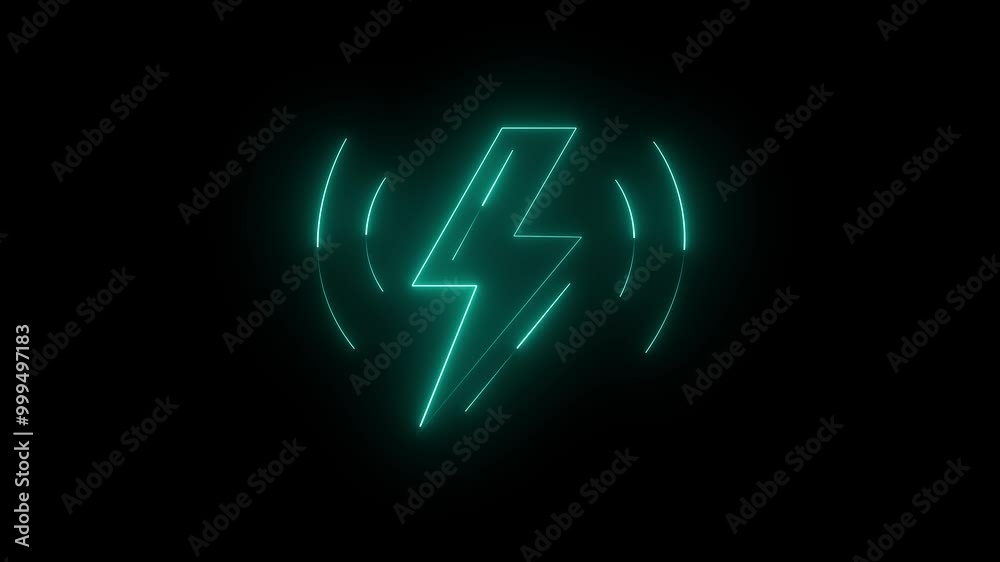 Symbolizing energy and power Glowing neon line Lightning bolt icon isolated on black background. Symbolizing energy and power Glowing neon line Lightning bolt icon isolated on black background.