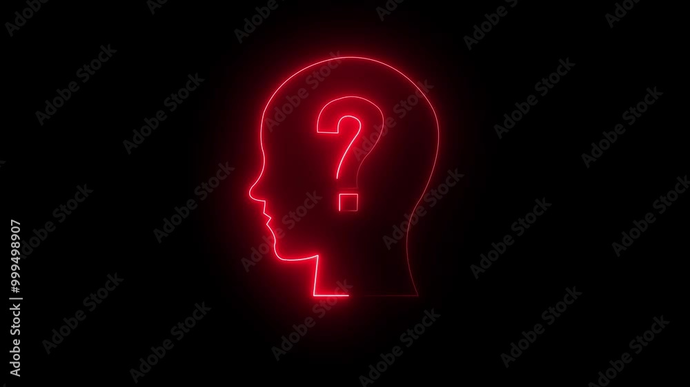 Outline of head with question mark inside human mind. Concept of innovation on black background. Outline of head with question mark inside human mind. Concept of innovation on black background.