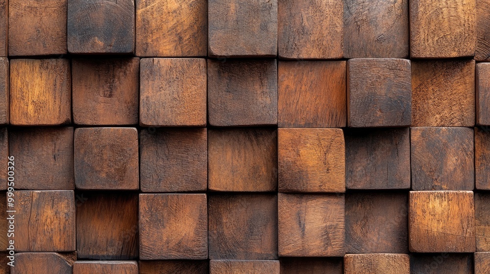 Brown wooden cube texture background for a panoramic banner design Brown wooden cube texture background for a panoramic banner design