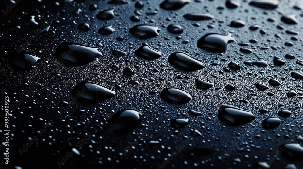 Water drops on a black background. Texture with realistic macro droplets. Splashes on the surface. Abstract wallpaper with bubbles Water drops on a black background. Texture with realistic macro droplets. Splashes on the surface. Abstract wallpaper with bubbles