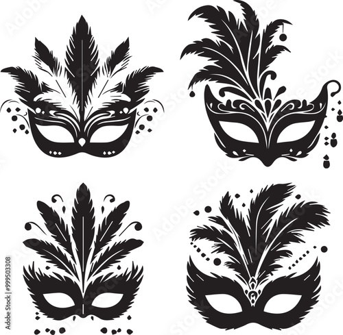 silhouette of clean vector mask isolated on white background	