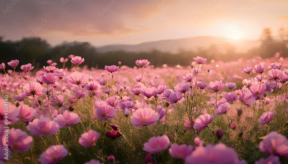 Obraz premium field of pink flowers