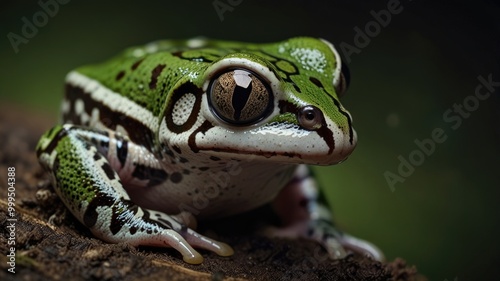 Amazon milk frog over a blurry background photo