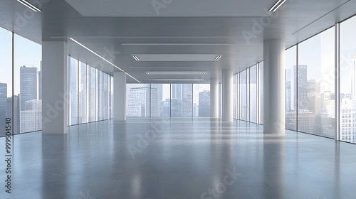 Empty floors and office buildings in the financial center. 