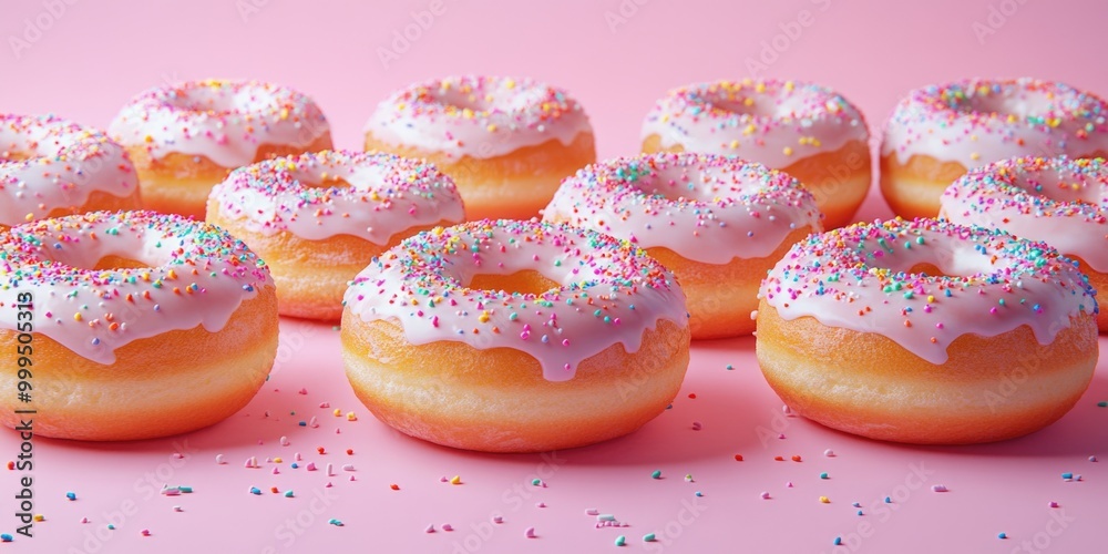 Doughnuts with White Frosting and Sprinkles Doughnuts with White Frosting and Sprinkles