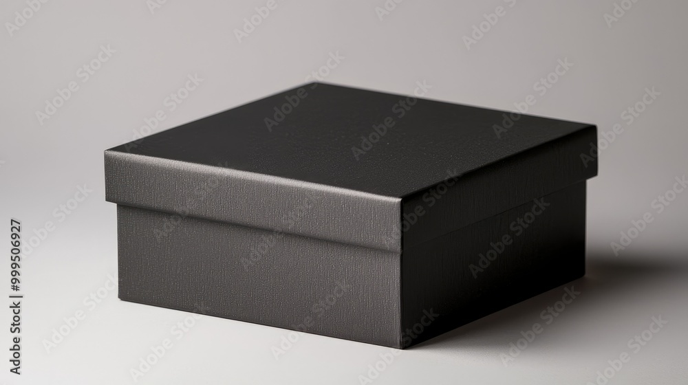 Naklejka premium A sleek black box with a textured surface, elegantly designed, ideal for storage or gift presentation.