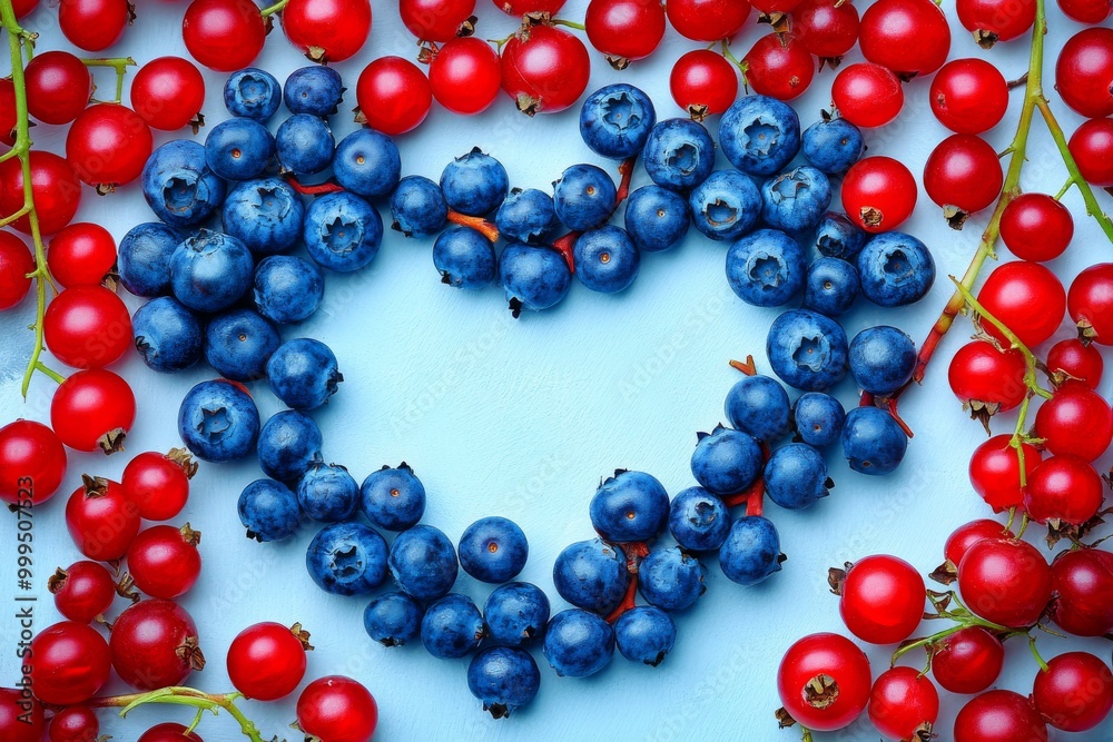 Blueberries and Red Currants Forming a Heart Blueberries and Red Currants Forming a Heart