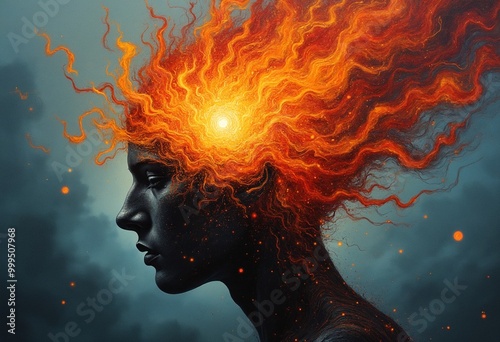 Burning Mind Abstract Surrealism Art