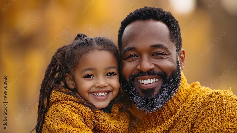 Happy black african american disabled father in a wheelchair with daughter. Candid dad and child bonding in a nature. Father's Day concept banner. Interracial diverse family. AI generated Happy black african american disabled father in a wheelchair with daughter. Candid dad and child bonding in a nature. Father's Day concept banner. Interracial diverse family. AI generated