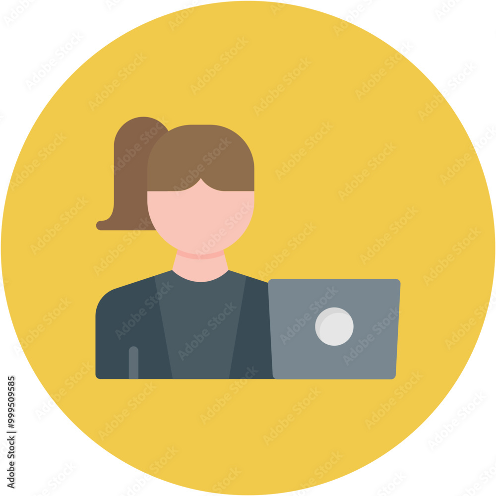 Worker Female Line Icon Worker Female Line Icon