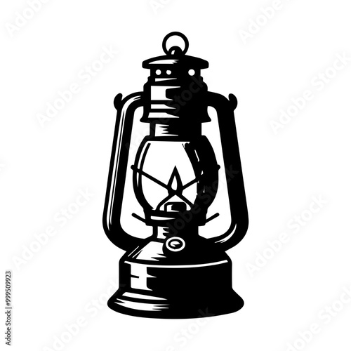 vintage oil lantern or kerosene lamp vector.